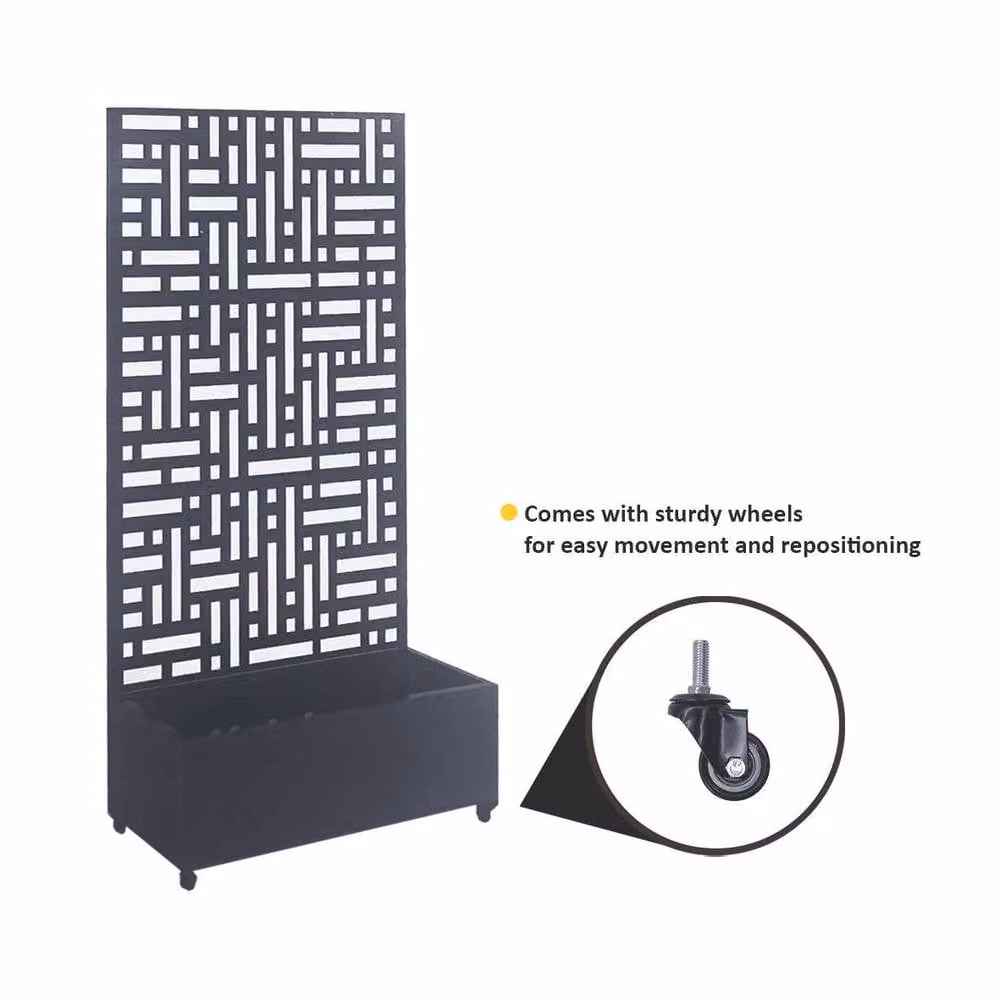 Nicoman Metal Outdoor Privacy Screen with Plant Pot Geometric Garden Divider in Anthracite Grey, H: 180 cm, W: 90 cm, D: 40 cm – 3