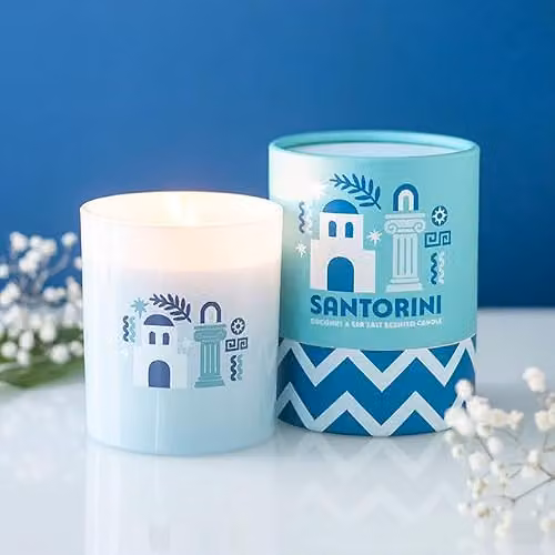 Something Different Wholesale Santorini Scented Candle in Blue and Beige – 2