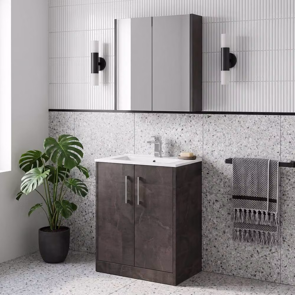 Balterley Winshill Contemporary 2 Door Floor Standing Bathroom Vanity Basin Unit, Grey, W: 60 cm, H: 82.1 cm – 3