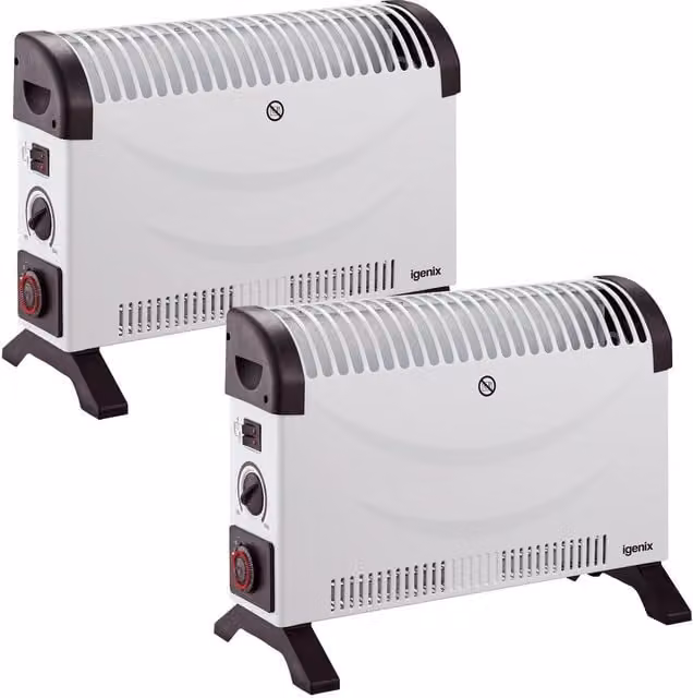 Igenix Portable Low Energy Ceramic Convector Heater, White (Pack of 2) – 1