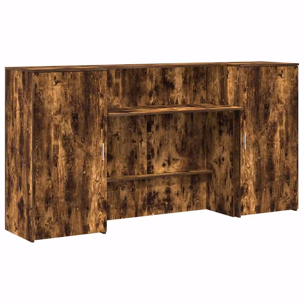 Berkfield Home Smoked Oak Reception Desk in Brown, W: 200 cm, D: 50 cm, H: 103.5 cm – 3