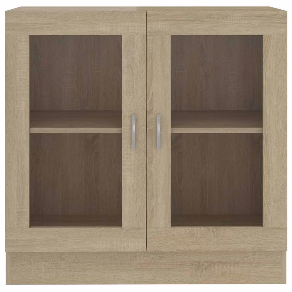 Berkfield Home Sonoma Oak Vitrine Cabinet with Glass Doors, Light Brown, W: 82.5 cm, D: 30.5 cm, H: 80 cm – 3