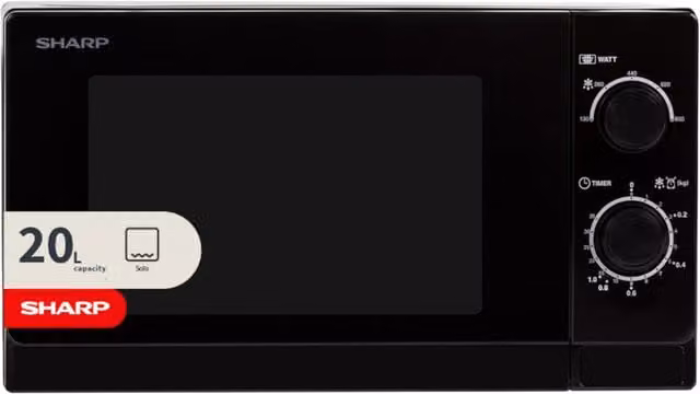 Sharp 20 Litre Solo Countertop Microwave with Dial Control - Black