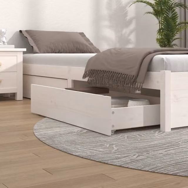 Berkfield Home 4-Piece White Solid Pine Wood Bedside Drawers in a Rustic Style