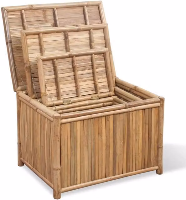 Berkfield Home Set of 3 Brown Bamboo Slatted Storage Boxes – 1