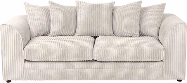 SquareBoxx Lennox 3 Seater Upholstered Sofa Set in White