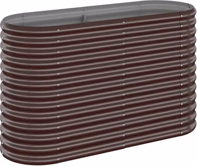 Berkfield Home Garden Powder-coated Steel Raised Bed in Brown, W/D/H: 114 x 40 x 68 cm