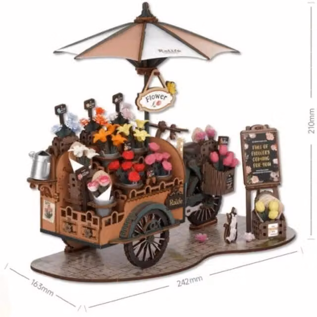 Syntego 3D Wooden Blossom Cart Puzzle in Multicolour and Brown