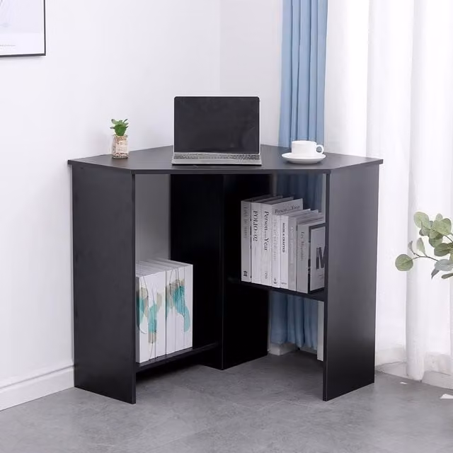 Home Source Wellington Compact Corner Office Computer Desk in Black
