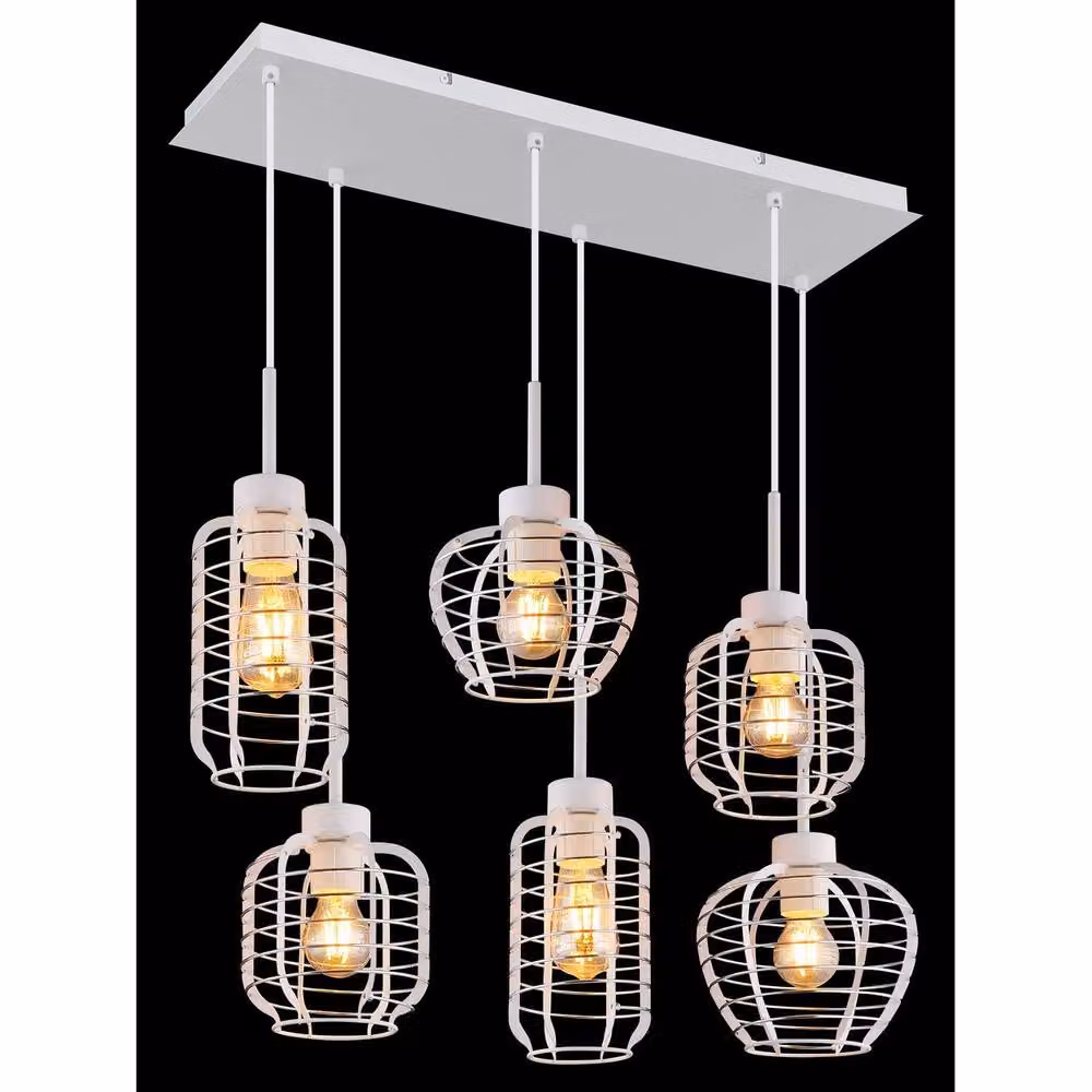 Netlighting Nesa Cluster Suspended Pendant Ceiling Light in Matt White with 6x E27 Sockets – 3