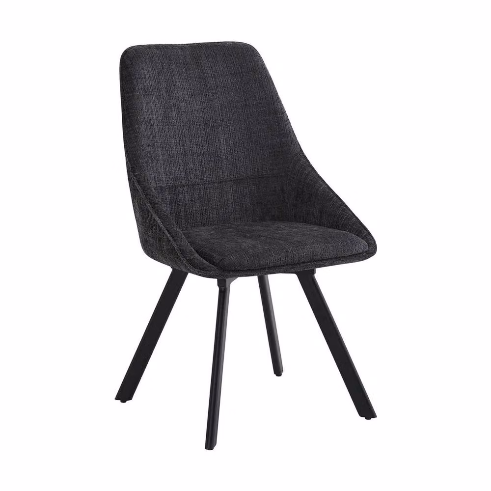 FWStyle Modern Round Black Oak Dining Table and 4 Black Swivel Chairs Set – 3