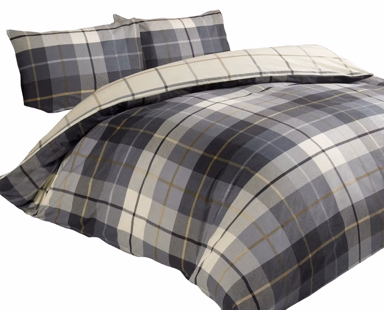 Rapport Home Lomond Check Flannelette Cotton Duvet Cover and Pillowcase Set in Blue, W/D/H: 135 x 200 cm and 50 x 75 cm – 4