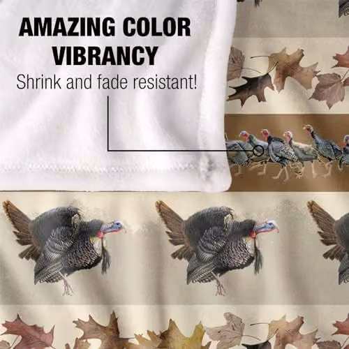 JQ Licensing Autumn Leaf Pattern Super Soft Silky Touch Fleece Throw Blanket, Multicolour, W/D/H: 91 x 147 cm – 3