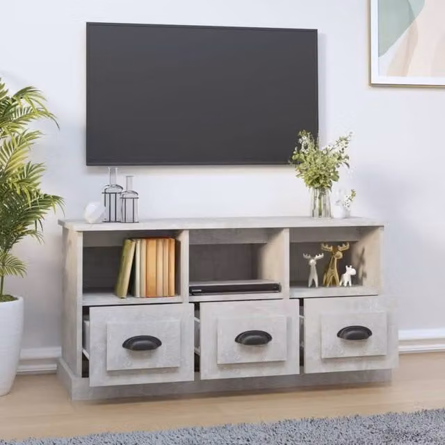 Berkfield Home Modern TV Cabinet in Concrete Grey, W/D/H: 100 x 35 x 50 cm – 1