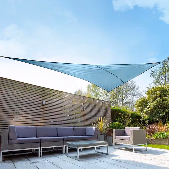 Kookaburra Waterproof Right Angle Triangle Sun Shade Sail, Azure Blue, UPF 50, W 6 m x D 4.2 m