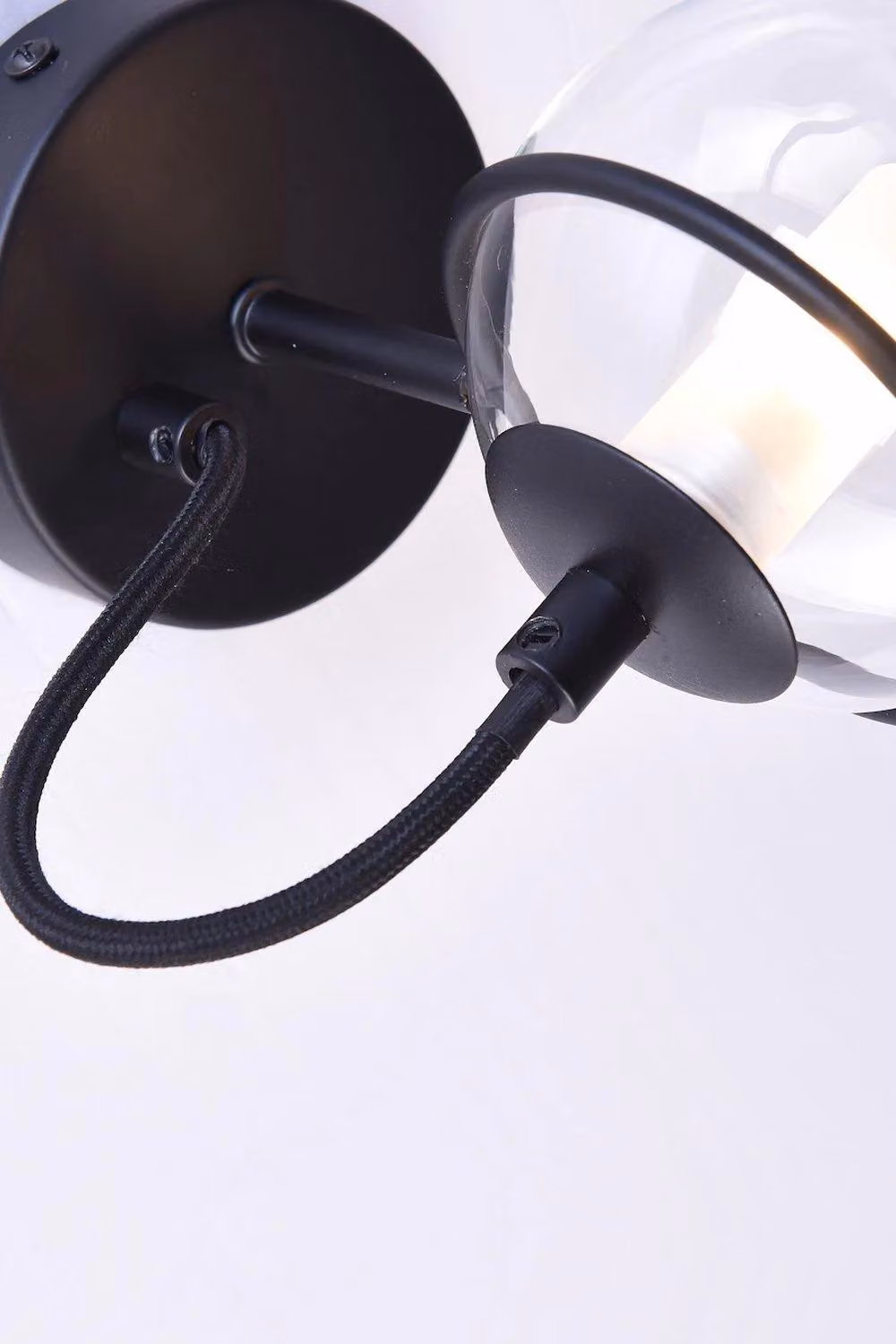 Harper Living Art Deco Wall Light with Transparent Glass Globe Shade in Black – 4