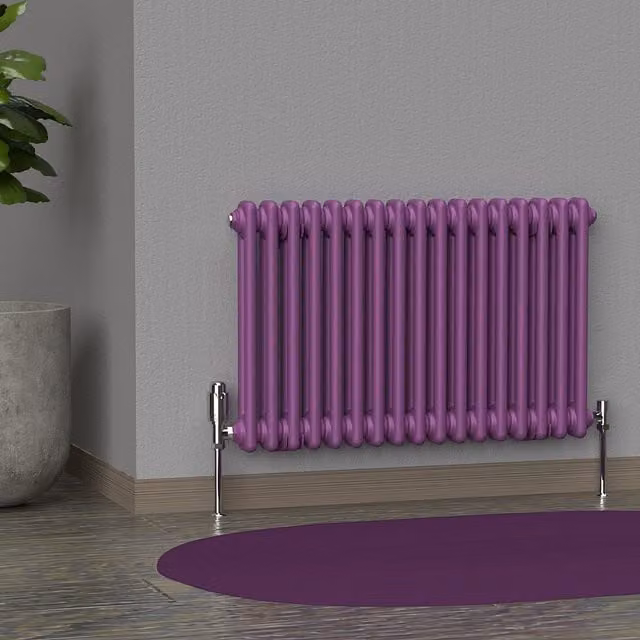 Lux Heat Horizontal 2 Column Steel Radiator in Purple, W: 78.5 cm, H: 50 cm