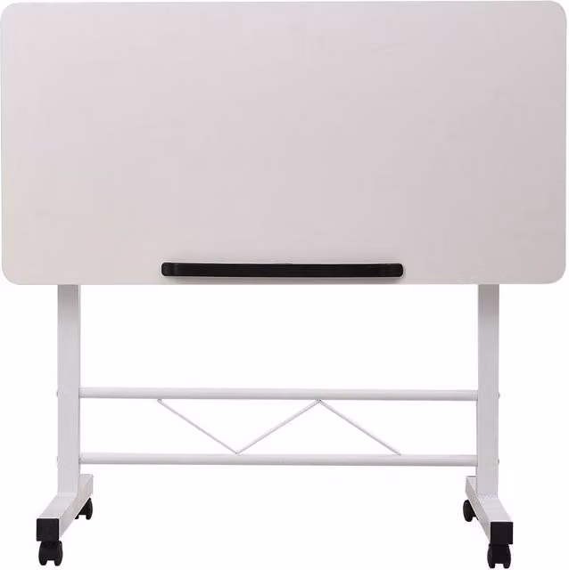 FLAVORA White Adjustable Tilting Over Bed Laptop Desk with Castors