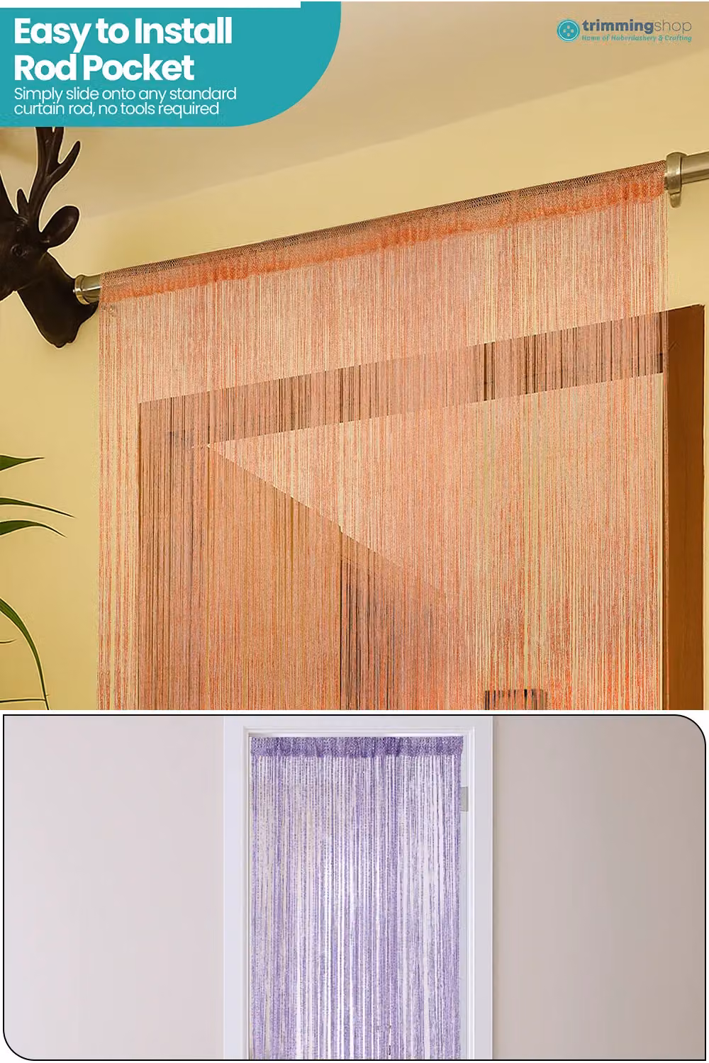Neel Blue Orange Glitter String Curtain Polyester Fringe Spaghetti Tassel Panel, W: 90 cm, H: 200 cm – 4