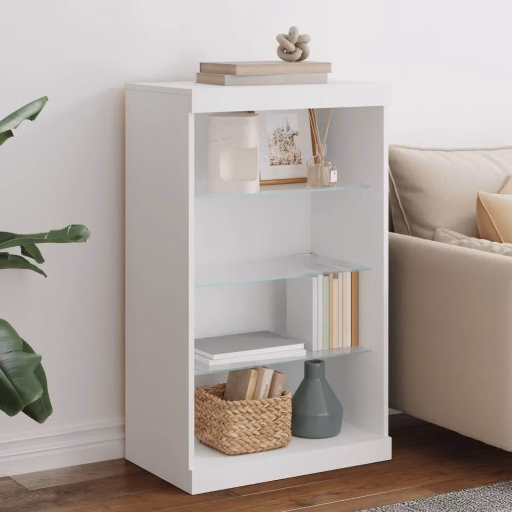 Berkfield Home Sideboard with Integrated LED Lights in White, W/D/H: 60.5 x 37 x 100 cm – 2