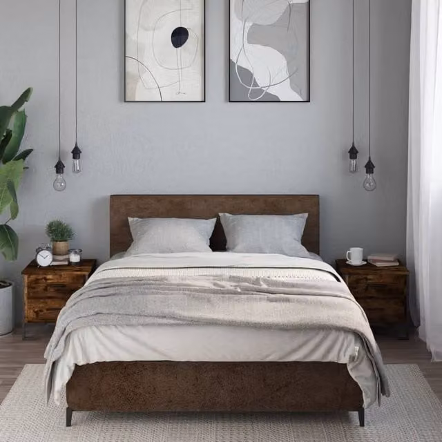 Berkfield Home Modern Bedside Cabinets, 2 Piece Set in Smoked Oak Brown, W/D/H: 40 x 41 x 40 cm
