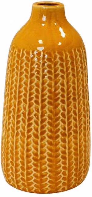 Four Candle Yellow Ceramic Round Tabletop Decorative Vase, Height: 28.5 cm