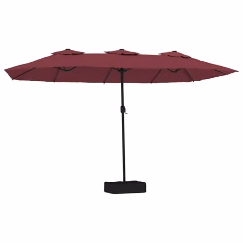 vidaXL Double-Head Cantilever Parasol in Red and Grey with Polyester Fabric and Metal Frame