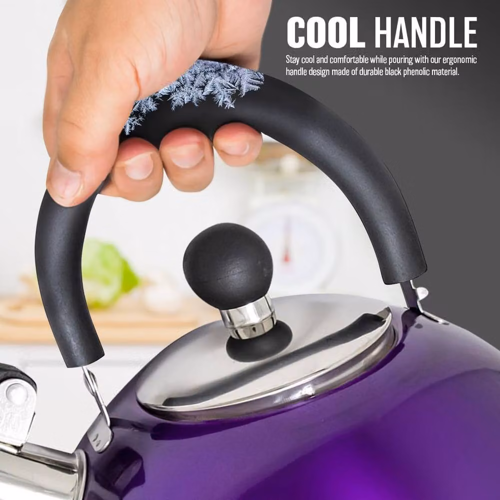 BARGAINS-GALORE 2.5l Stainless Steel Whistling Kettle in Purple – 4