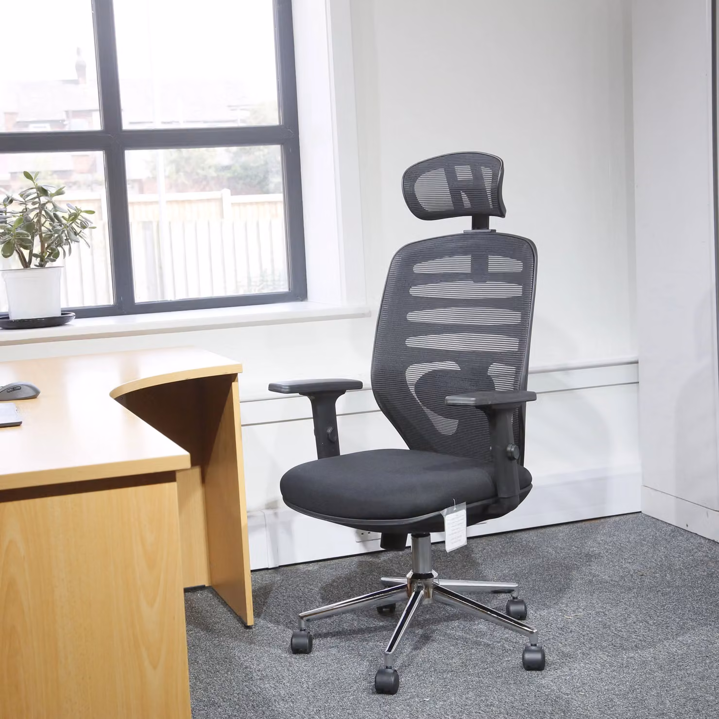 JFY Ergonomic Reclining Office Chair with Flip-Up Armrests and Headrest in Black Fabric – 7