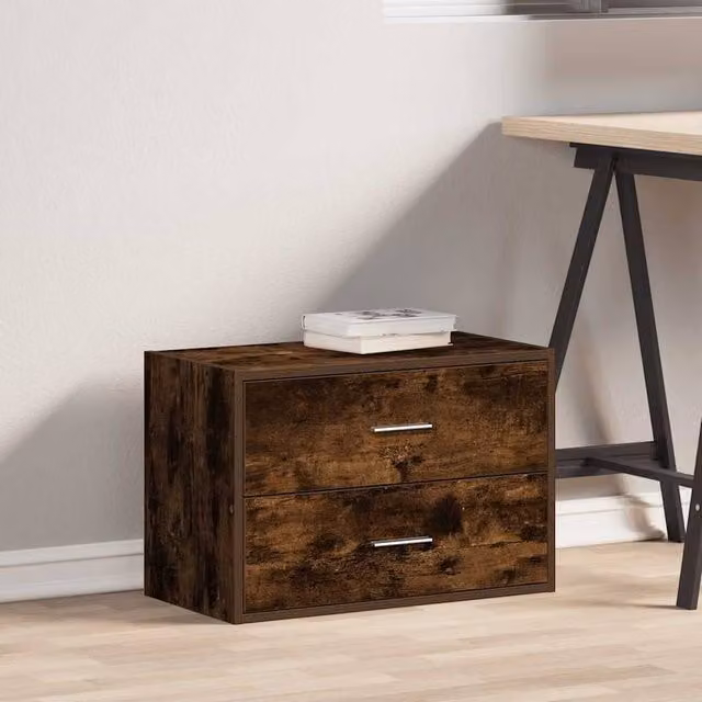 Berkfield Home Durable Smoked Oak Cabinet with 2 Drawers in Brown, W/D/H: 60 x 31 x 40 cm – 1