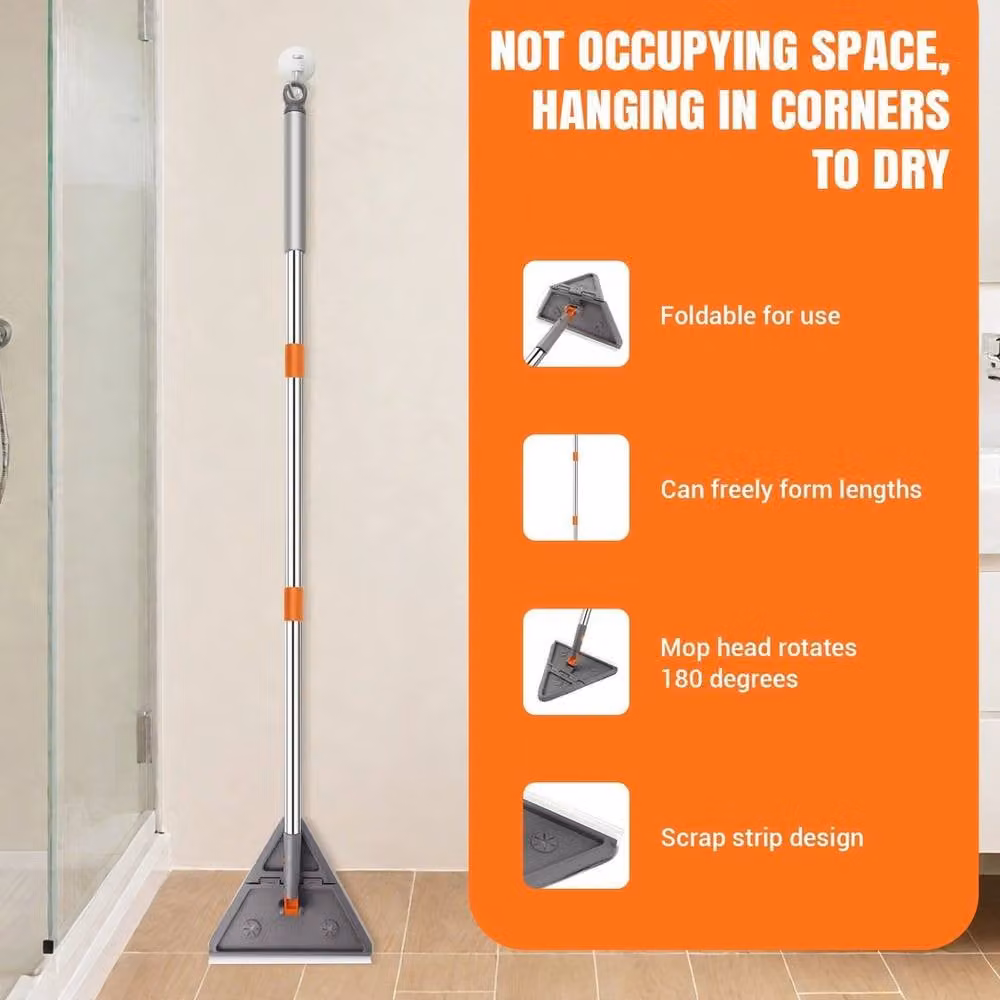 Kelvenix Grey Triangle Wall Cleaning Mop with Microfibre Fabric and Telescopic Handle – 3