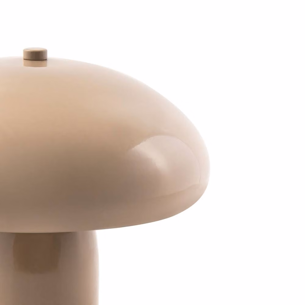 Wyld and Coco Mushroom Dome Table Lamp in Beige with Metal Base – 3