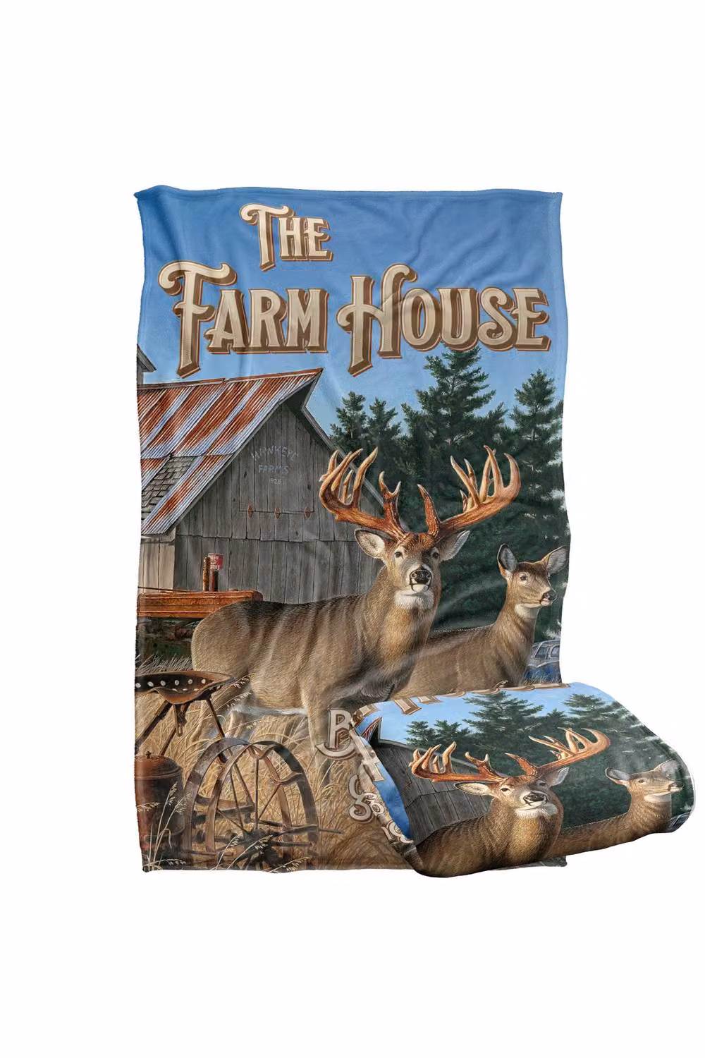 JQ Licensing Farm House Deer Super Soft Fluffy Polyester Throw Blanket in Multicolour, Large – 2
