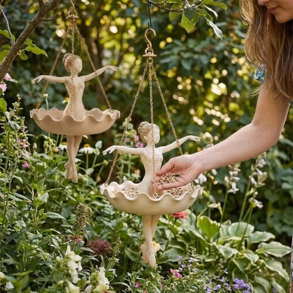 SPETLEK Graceful Ballerina Hanging Planter in White and Beige, H 100 cm x W 15 cm – 2
