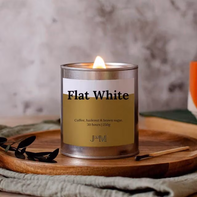 JAAM Flat White Crackle Wick Tabletop Candle in Silver