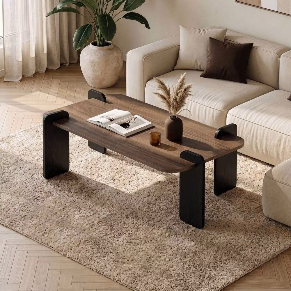 CALICOSY Eloi Rectangular Coffee Table, Brown, W/D/H: 120 x 60 x 35 cm – 2