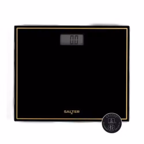 Salter Compact Digital Bathroom Scale with LCD Display, Black and Gold