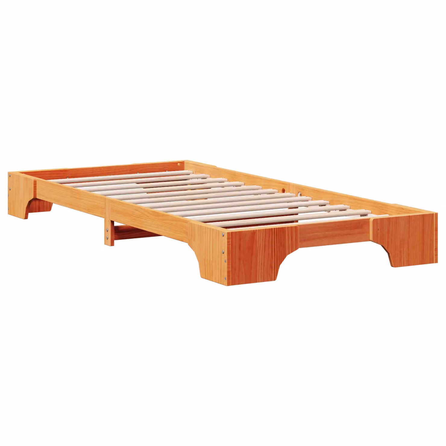 Berkfield Home Minimalist Solid Pine Wood Bed Frame in Waxed Brown, W/D/H: 90 x 200 cm – 2