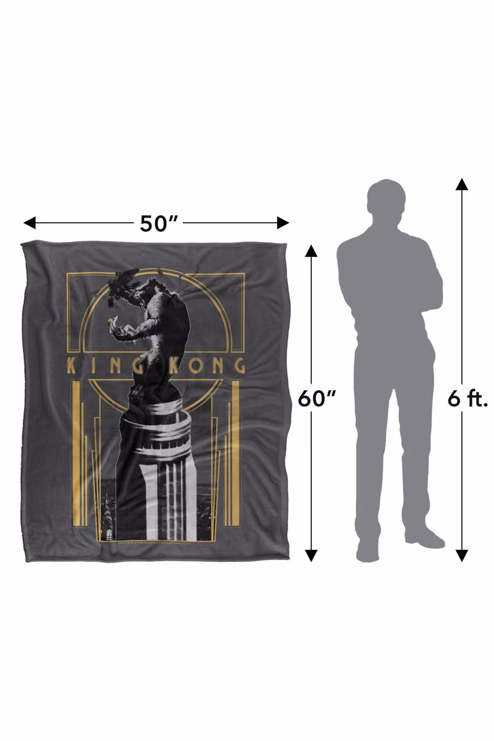 Warner Bros. King Kong Deco Super Soft Fluffy Throw Blanket, Multicolour, Extra Large – 3