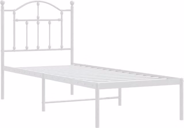 Berkfield Home Metal Bed Frame with Headboard in White, W/D/H: 80 x 190 cm – 1