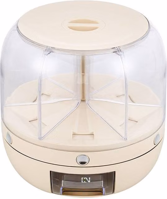 Living and Home 6 Grid Rotating Food Dispenser Grain Container in Beige, Large