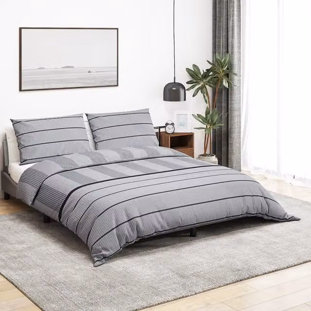 Berkfield Home Grey Cotton Duvet Cover and Pillowcase Set, 200 x 200 cm – 1