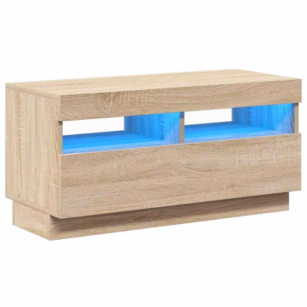 Berkfield Home TV Cabinet with LED Lights in Sonoma Oak and Light Brown, W: 80 cm, D: 35 cm, H: 40 cm