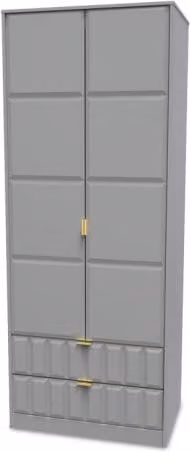 Welcome Furniture Welcome Cube Modern Tall Double Wardrobe with 2 Doors and 2 Drawers in Grey or White