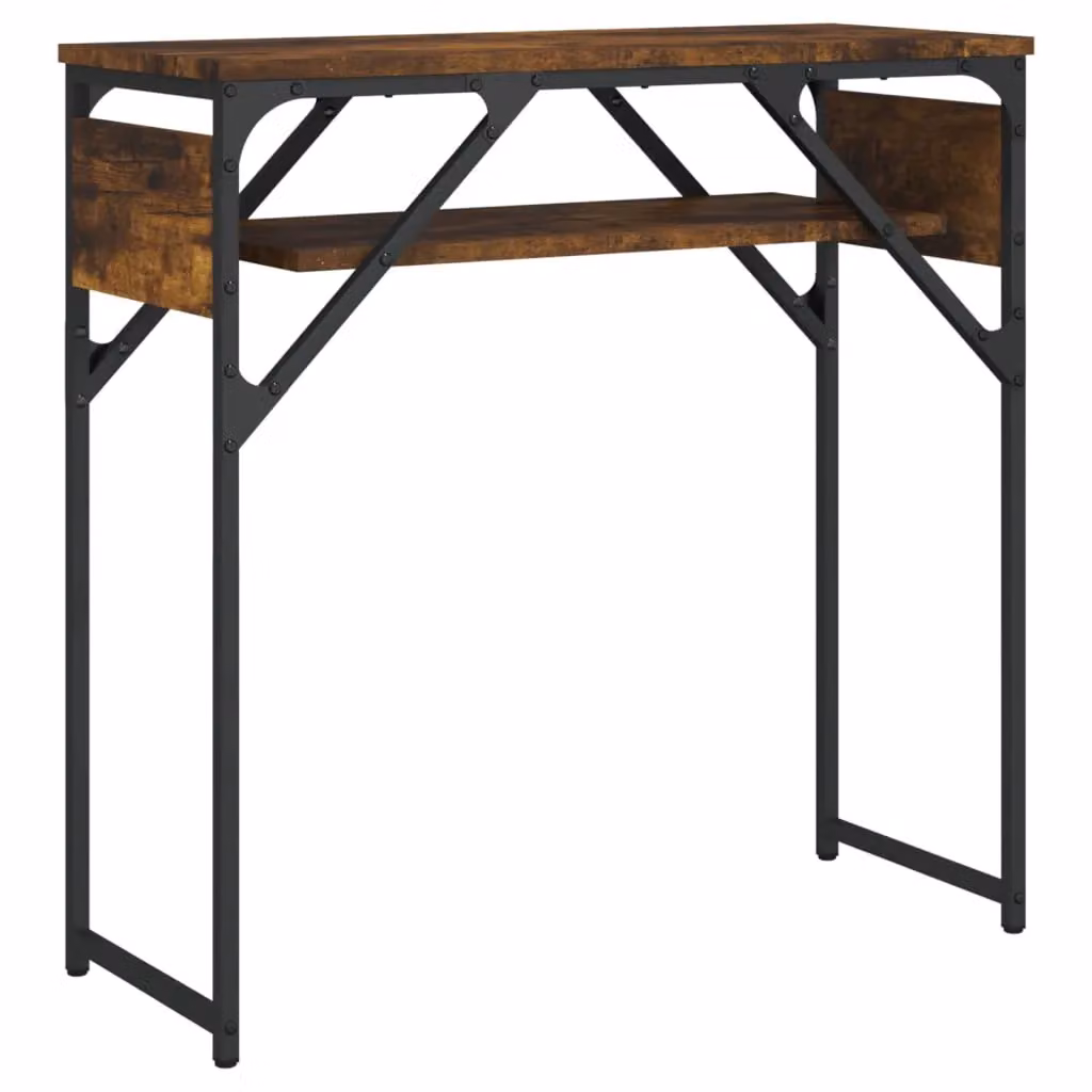 Berkfield Home Smoked Oak Console Table with Shelf, Brown, W/D/H: 75 x 30 x 75 cm – 2