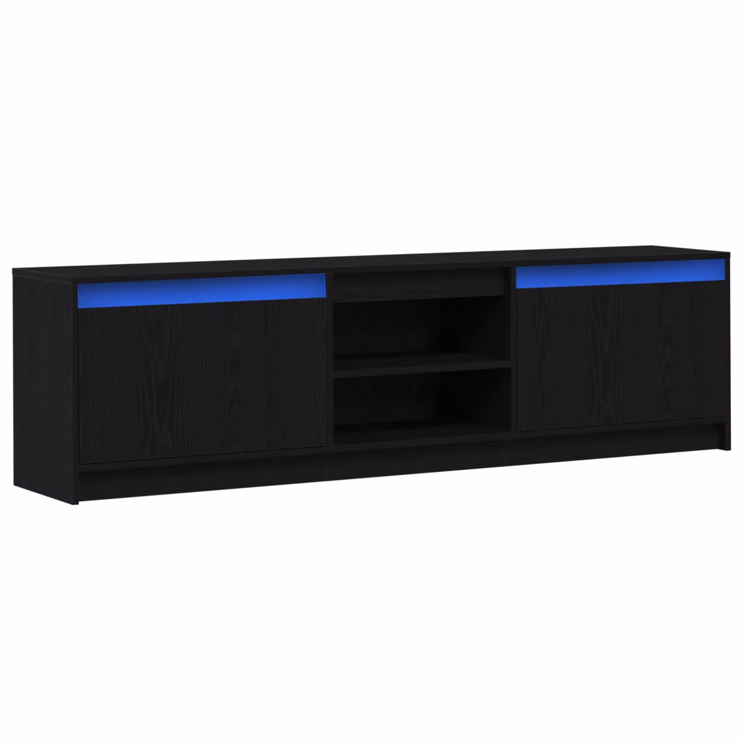 Berkfield Home Black TV Cabinet with Integrated LED Strip Lights and Storage Doors W/D/H: 180 x 50 x 50 cm – 2