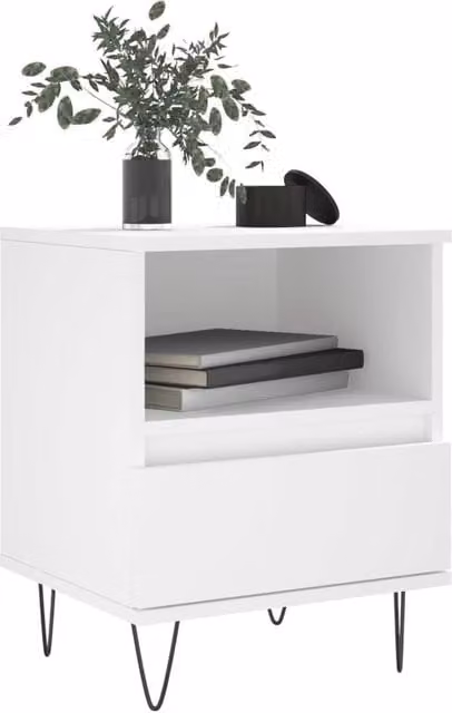 Berkfield Home Modern Bedside Cabinet in White, W/D/H: 40 x 35 x 50 cm
