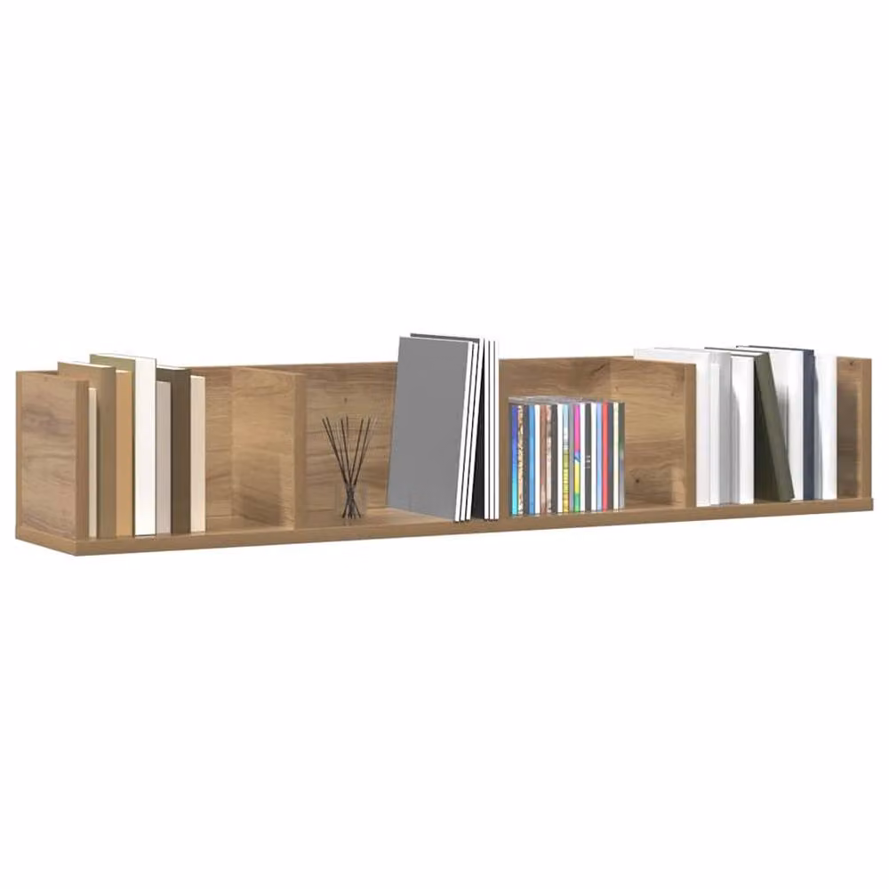 Berkfield Home Artisan Oak CD Wall Shelf, Brown, W/D/H: 100 x 18 x 18 cm – 3