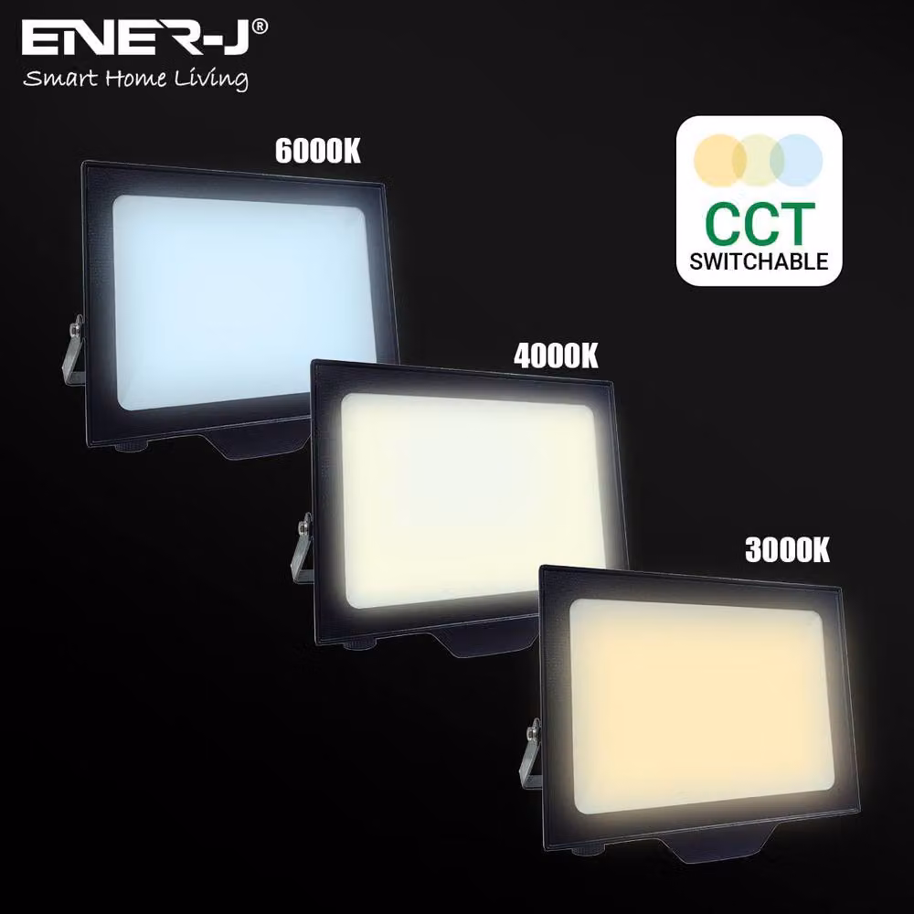 ENER-J 100W LED Floodlight, CCT Switchable, 9000 Lumens, IP65 Waterproof, Black – 4