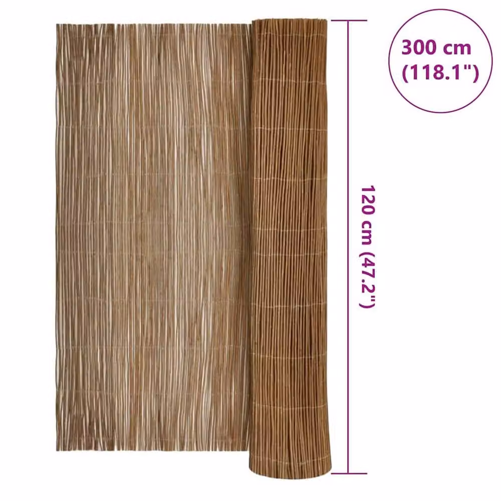 Berkfield Home Decorative Woven Willow Fence in Brown, W: 300 cm, H: 120 cm – 5